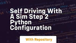 self driving with a sim step 2 python configuration Self Driving With A Sim Step 2 Python Configuration