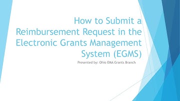 How to Submit a Reimbursement Request in EGMS