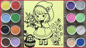 Little Red Riding Hood sand painting - Tô màu tranh cát cô bé quàng khăn đỏ (Chim Xinh channel)