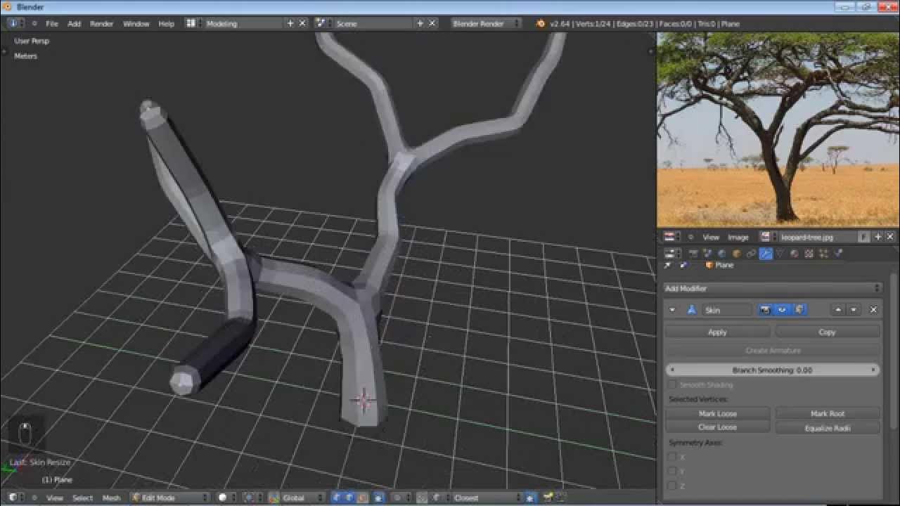 Modeling a basic tree in Blender using the Skin modifier YouTube