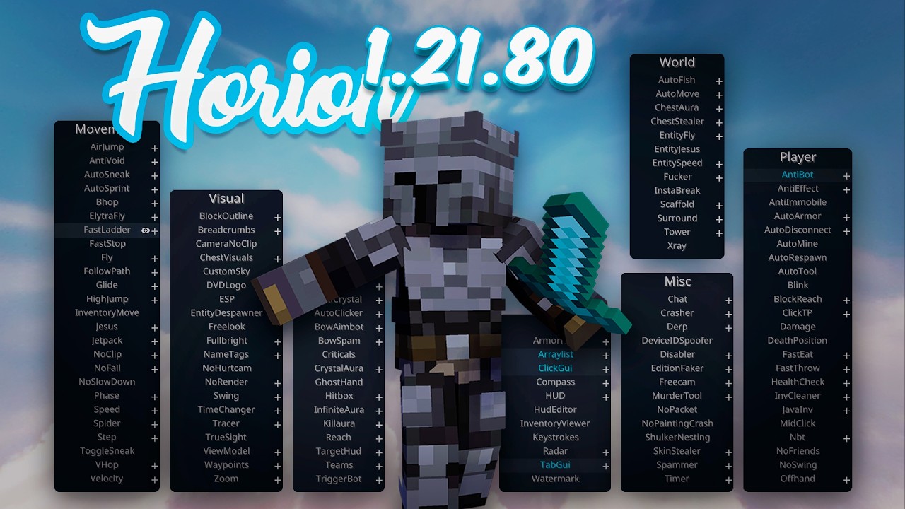 🔥 HORION MOD MENÚ PARA MINECRAFT BEDROCK 1.21.82 – Guía Completa ...