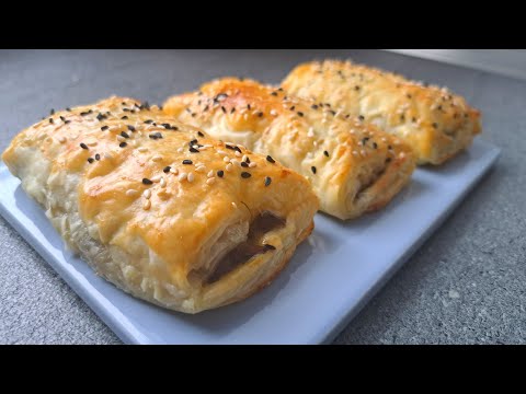 Слоёные конвертики с грибной начинкой/ слоёное тесто с несладкой начинкой , с грибами