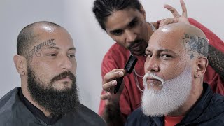 CRAZY WHITE BEARD MAKEOVER ☃️❄️ fazendo incrível barba branca