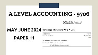 A Level Accounting May June 2024 Paper 11 9706/11