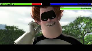 Mr. Incredible vs. Omnidroid v.9 \& Syndrome with healthbars (Edited By @KobeW2001)