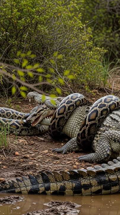 A Extreme Fight 🐊 Crocodile VS Python 🐍 3 #shorts #viralshorts - YouTube