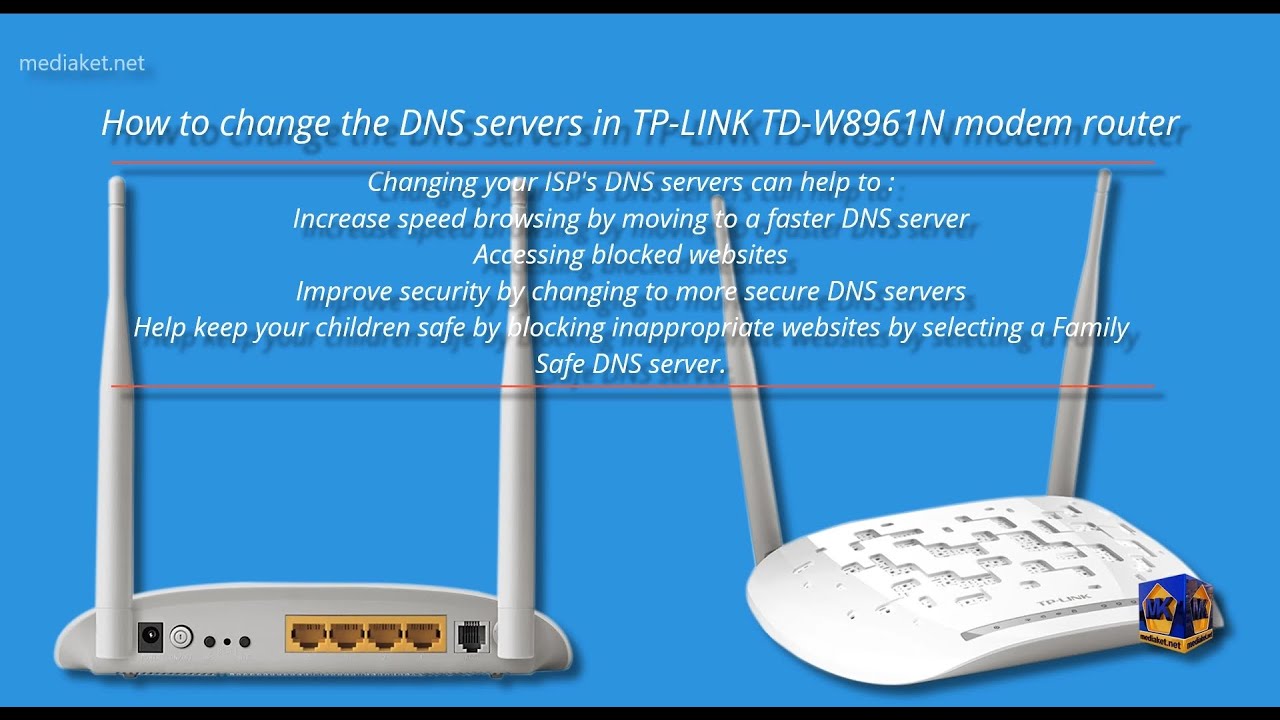 TP-LINK TD-W8961N modem router - How to change DNS servers - YouTube