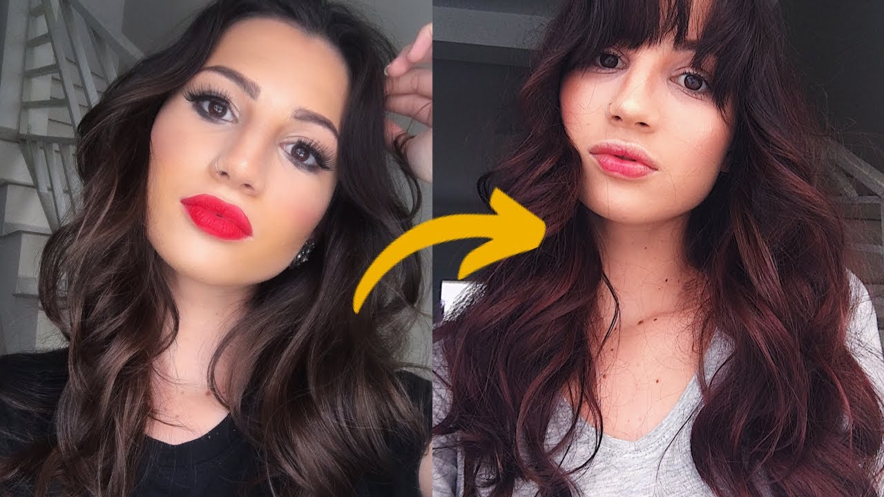 Do CASTANHO ao AVERMELHADO + cortando franjinha (em casa)!!| Gabriela Masi