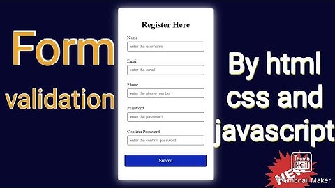 Form validation by using html, css and javascript | #javascript #formvalidation #webdevelopment