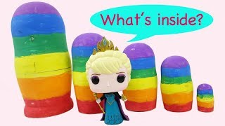 5 Rainbow Nesting Doll Surprises Frozen Elsa Disney Princess Highlighters MLP Shopkins