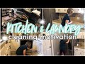 KITCHEN AND LAUNDRY CLEAN WITH ME | MASSIVE FOLDING LAUNDRY | SAHM | RACHEL LEE