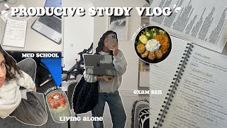 PRODUCTIVE study vlog ✨| exam season, med school, living alone, what I eat, DIY polaroid project +