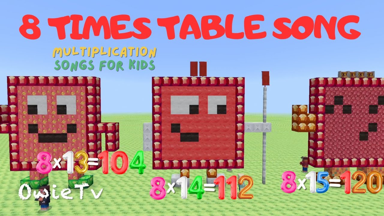 Sleduj 8 TIMES TABLE SONG | Multiplication Songs for Kids | Minecraft Numberblocks Counting Songs na YouTube