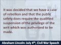 President Abraham Lincoln: July 4th, Civil War Speech to Congress, 1861 – Hear and Read the Message