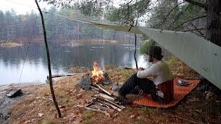 Solo Camping in the Rain  Campfire Bibimbap Mukbang