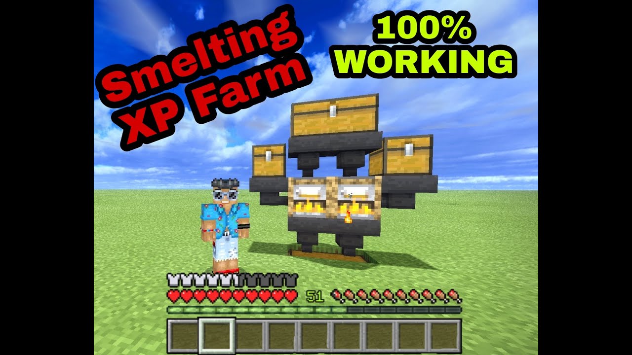 Smelting XP Farm Minecraft Bedrock Minecraft XPFarm Bedrock Pocketedition KRISHNAGAMERZ