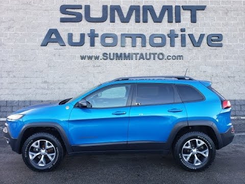 17 Jeep Cherokee Trailhawk Hydro Blue Walk Around Review V6 j66a Sold Www Summitauto Com Youtube