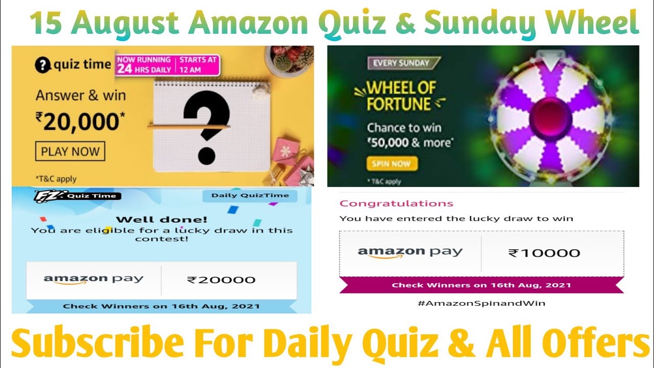 Amazon Quiz Answers Today Daily Quiz Answers & Sunday Wheel Of