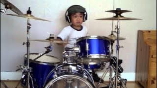Bon Jovi - You Give Love A Bad Name drum cover, 4-Year-Old Drummer