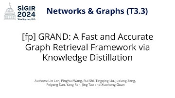 SIGIR 2024 T3.3 [fp] GRAND: A Fast and Accurate Graph Retrieval Framework via Knowledge Distillation