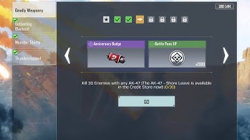 Kill 30 Enemies with any AK - 47 (The AK - 47-Shore Leave is available in the Credit Store now 0/30