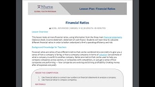 Financial Ratios - Wharton Global High School Investment Competition Lesson