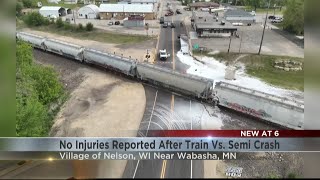 No injuries reported after train v. semi crash near the MN/WI border