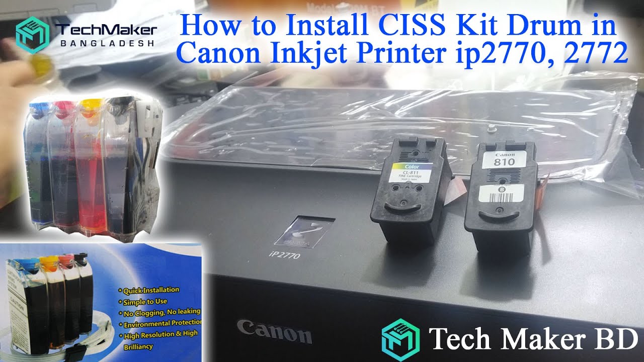 How to Install CISS Kit Drum in Canon Inkjet Printer ip2770, ip2772
