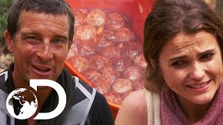 Keri Russell Eats Rabbit Poo Stew For Dinner | Running Wild With Bear Grylls