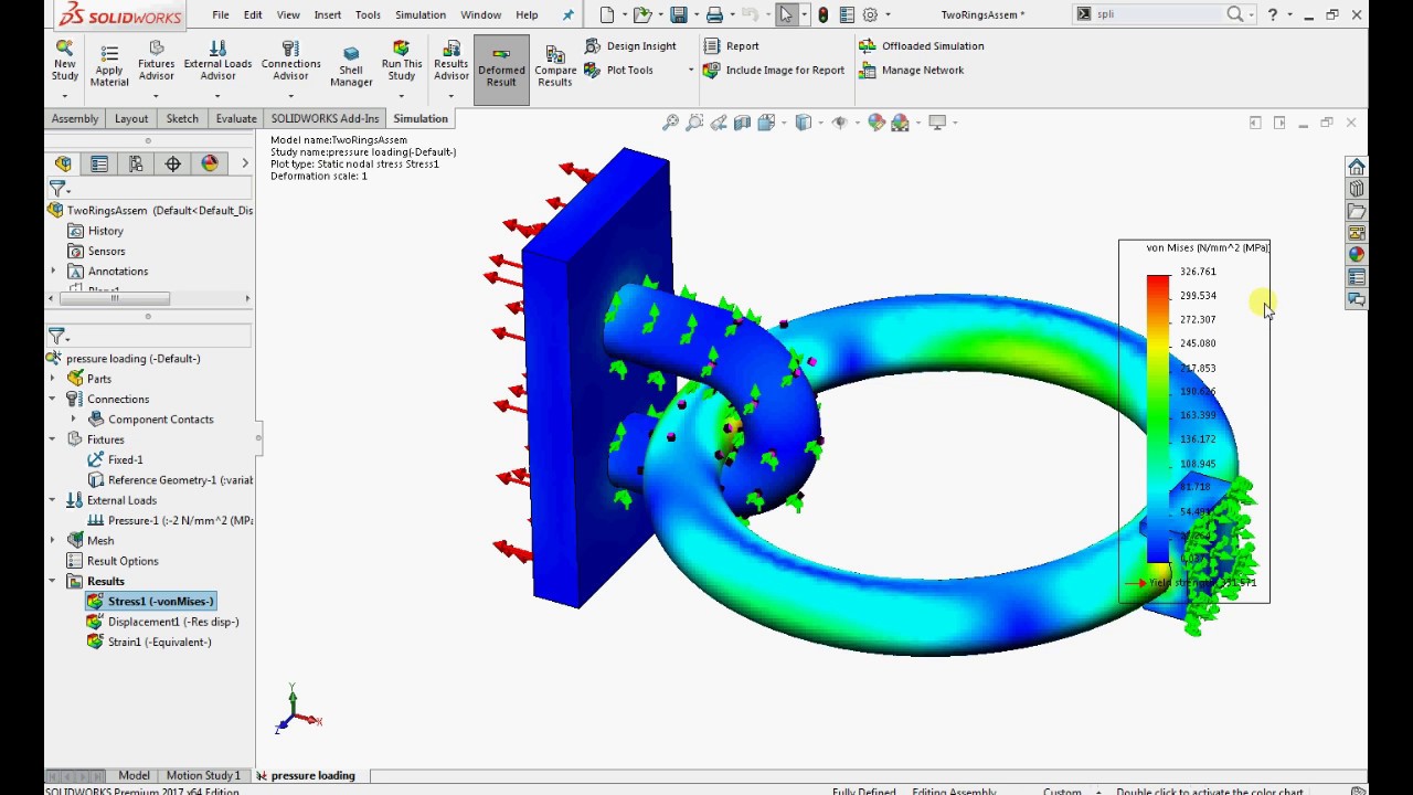 nonlinear contact analysis of a vascular clamp solidworks part download