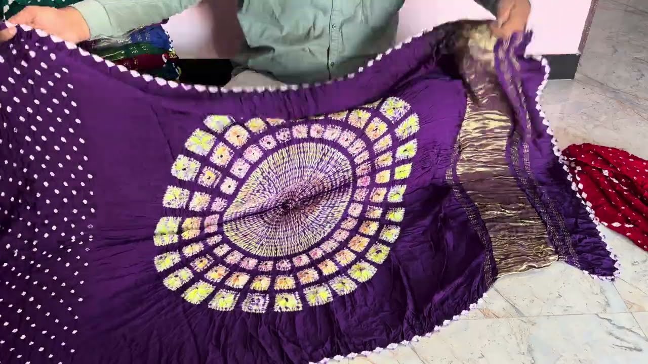 Modal silk multy shibori pallu with bandhej saree