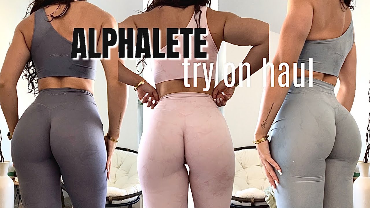 alphalete try on haul, new leggings, shorts & bras