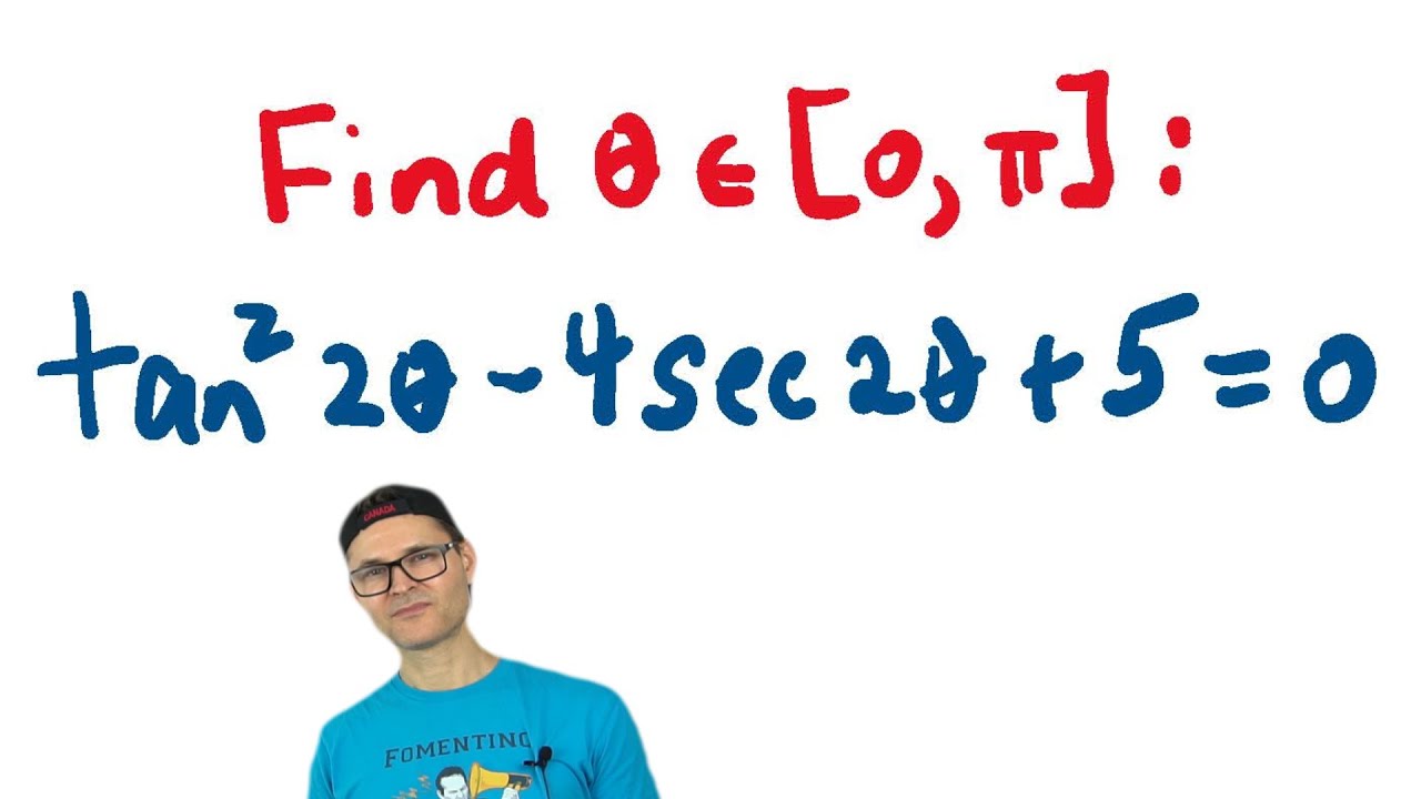 Find theta, between zero and pi (quadratic trigonometric equation with