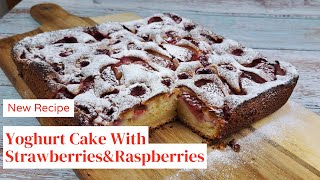 Easy Strawberry Raspberry Yogurt Cake