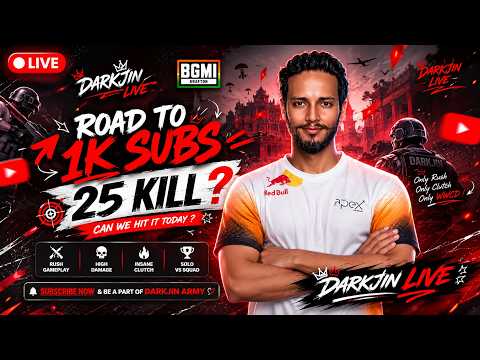 🔴 BGMI LIVE | ROAD TO 1K SUBS ❤️ | 25+ KILLS ? 😈 | Conqueror lobby DarkJin Live #bgmi #live #shorts
