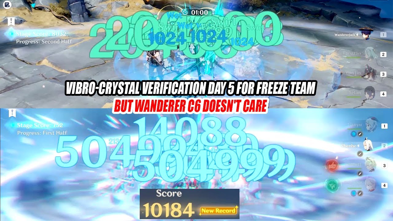 Vibro-Crystal Verification Day 5 Shenhe Freeze Team ft Wanderer C6 | 10184 Score