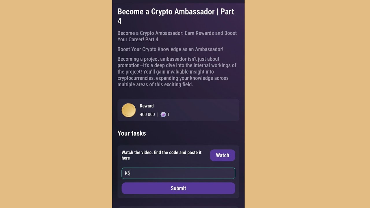Become a Crypto Ambassador | Part 4 | TAPSWAP Video Code | Tapswap Code -  YouTube