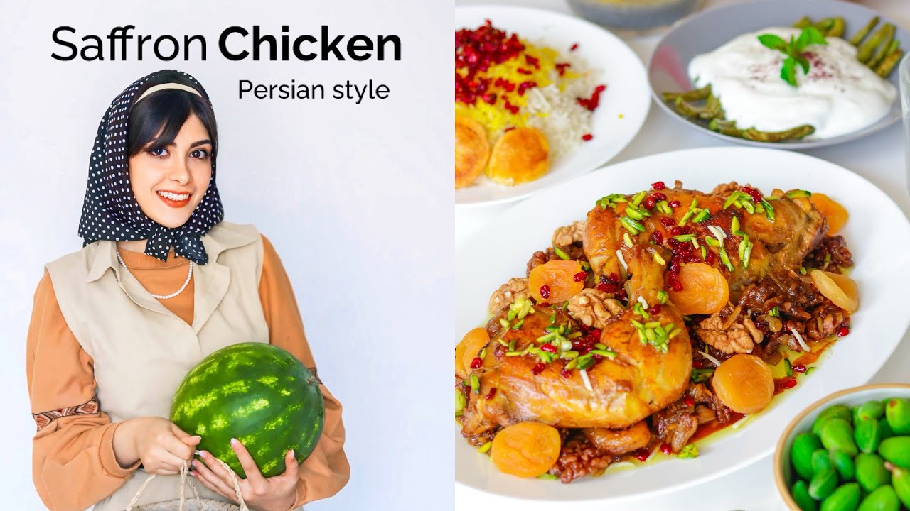 Chicken and Saffron rice (an ancient Iranian Food)| PERSIAN CHICKEN & Barberry Rice, Zereshk Polo  🍗