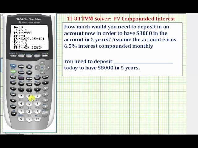 ex ti84 tvm solver present value value with compounded interest