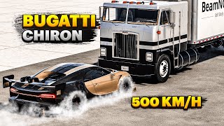 BUGATTI Chiron Vs Truck 500 KM/H | Crash Test BeamNG Drive #beamngdrive
