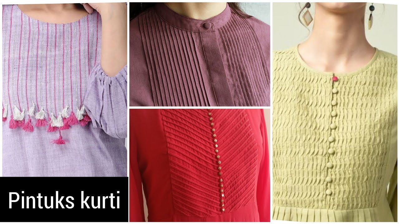 top 40 most Demanding Pintuks and Pleated kurti & Neck Designs