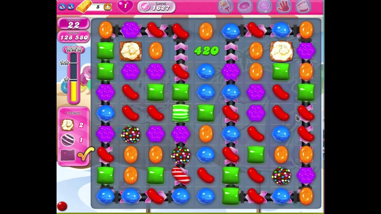 Candy Crush Saga Level 1627 from King UFO boosters YouTube