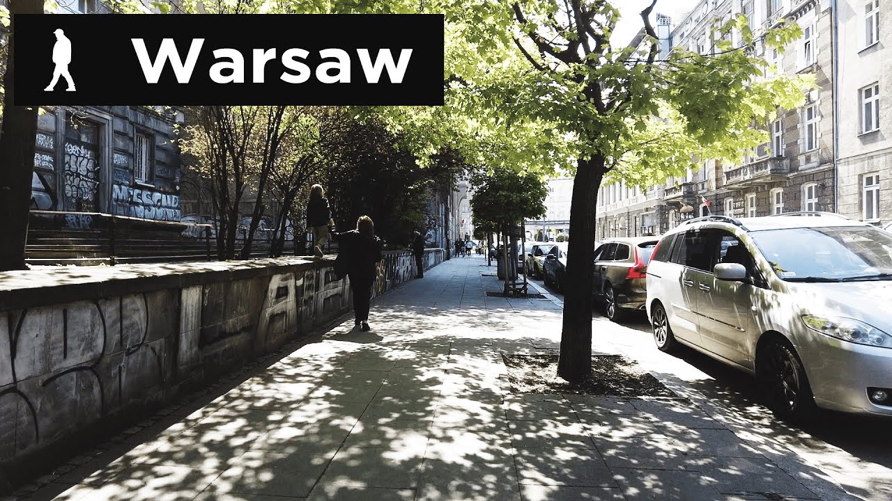 Warsaw walk in Sunshine from Ulica Koszykowa to plac Konstytucji | Outside Walker