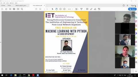 Webinar on "Machine Learning with Python and Cloud Deployment"  organized by IET, Pune Local Netwok