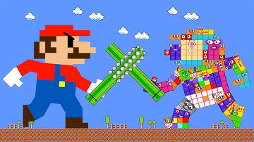 Mario vs the Giant Numberblocks mix level up | Game Animation