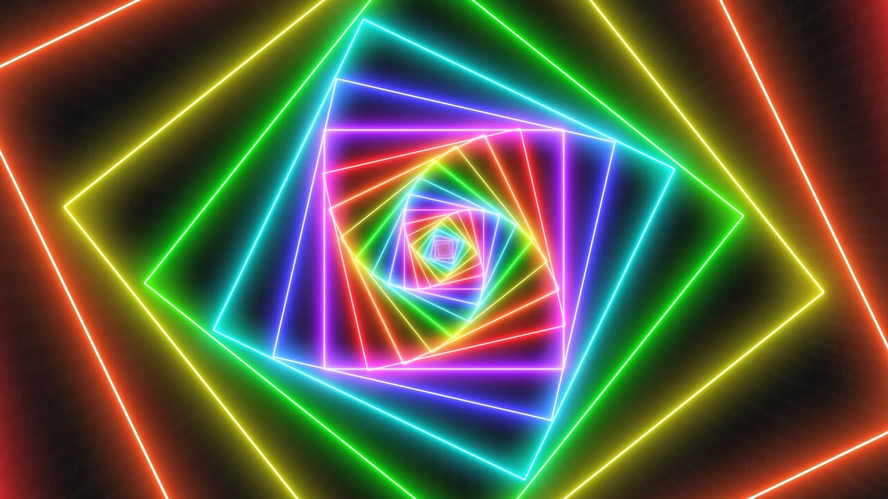 Fly through Futuristic Neon Glow Rainbow Tunnel Perspective Lights 4K UHD  60fps 1 Hour Video Loop - YouTube