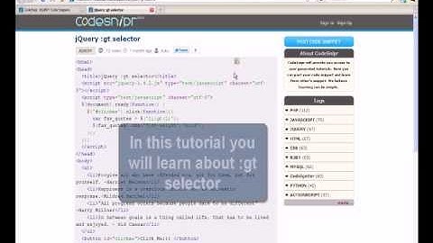 JQUERY Tutorial : jQuery gt selector