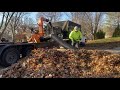 Scag 29hp debris loader at work during fall cleanup