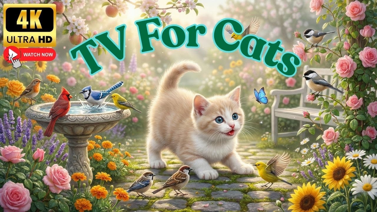 Cat TV 4K 🐦 Beautiful Garden Birds Singing — A Relaxing Treat for Cat Lovers | 1 Hour UHD