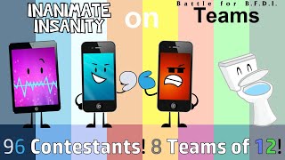 If Inanimate Insanity Characters were on BFB Teams with 96 Contestants, 8 teams of 12!